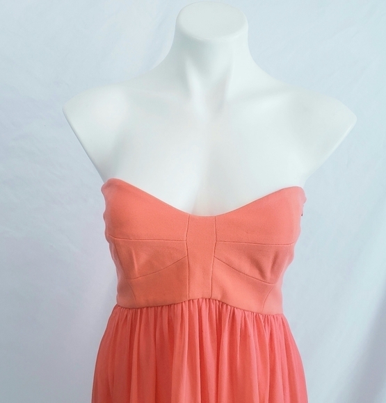 DVF Diane Von Furstenberg Asti Short Silk Chiffon Dress Coral - Picture 3 of 16